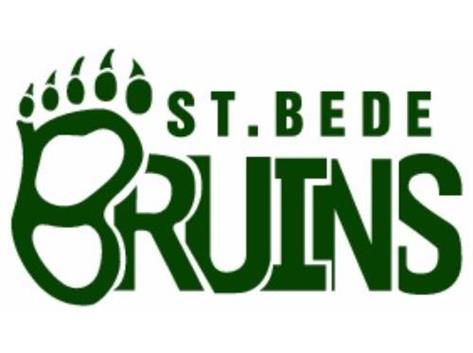 St. Bede Bruins volleyball team celebrating a hard-fought victory on the court